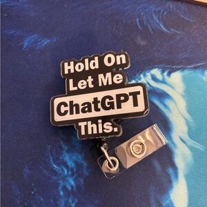 Black ChatGPT Slogan Badge Reel - Women Accessories Key & Card Holder